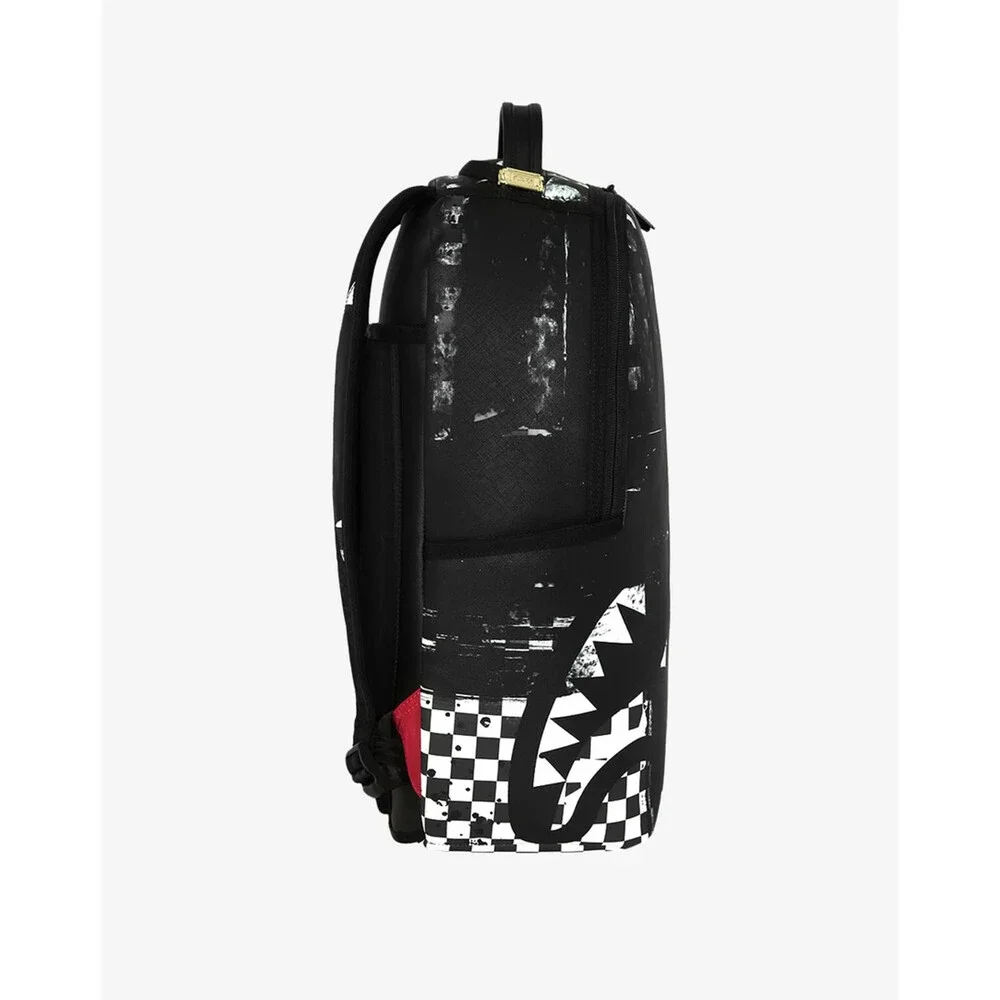 Sprayground Painted Over Check Backpack Unisex Black Adjustable Strap SPR252